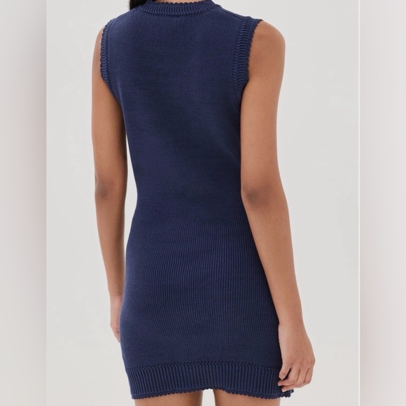 Reformation NWT Catalina Mini Dress Blue Organic Cotton Sleeveless Crew Neck L - Picture 2 of 9